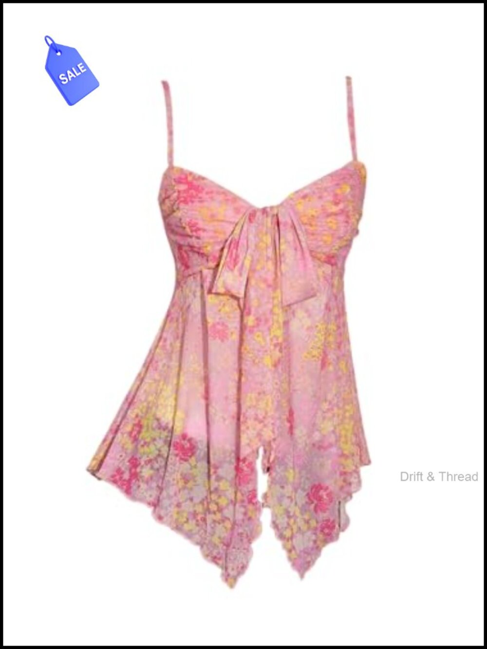 Floral Tie Front Mesh Cami Top Sleeveless